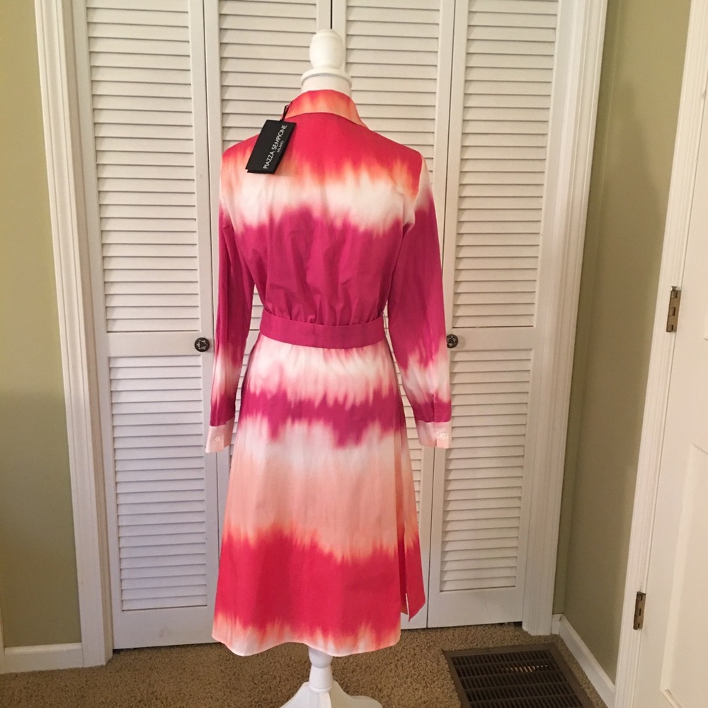 Piazza Sempione Elegant Pink Ombre Luxury Designer Shirt Dress NWT Size 40 (6) - Picture 4 of 11